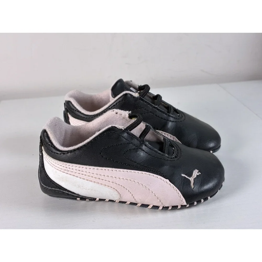 Puma Baby Sneakers size 4 Speed Cat Soft Bottoms Shoes Crib Black Pink